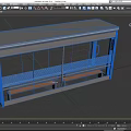 Modern Bus Stop Shelter Exterior With Glass Walls Gray Frame And Wooden Benches
