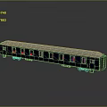 Blue Train Carriage Model With Shiny Surface And Windows On Gray Background