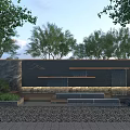Modern Scenic Feature Wall With Lush Green Trees Waterfall And Natural Landscape Elements
