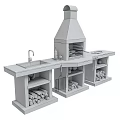 Modern Outdoor Kitchen Cabinet Design With Grill Sink Countertop And Firewood Storage