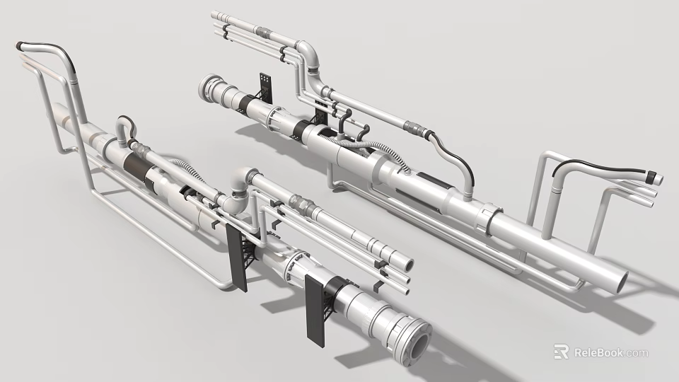 Durable Industrial Equipment With Heavy Duty Metal Pipes And Mechanical Structural Parts 3d model 
