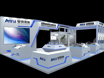 AnRui Exhibition Booth Modern Design With Display Counters And Large Screen 3d model