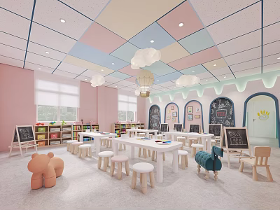 Modern Kindergarten Classroom Early Education 3d model