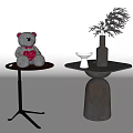 Modern Round Table Side Table Corner Table Coffee Table Low Table Round Side Table Plant Vase Ornaments 3d model