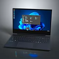Sleek Modern Laptop Design Featuring Blue Screen Display Open Windows Interface And Keyboard 3d model