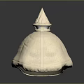 Stylish White Fabric Hat With Round Top And Pointed Peak Design