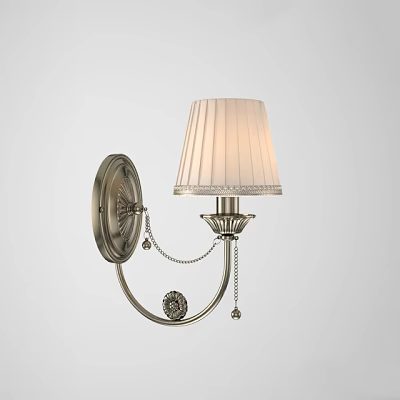 Classical Metal Wall Sconce With White Pleated Shade And Decorative Design 3d model