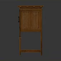 Classic Wooden Carved Cabinet With Double Doors And Open Shelf Design