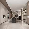 Modern Loft Living Room With Marble Wall And Large Windows