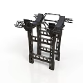 Black Metal Equipment Frame With Support Legs And Cross Bars Structure