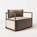 Modern Single Sofa With Metal Frame And Fabric Upholstery Armrest Design 3d model