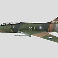 Camouflage Military Fighter Jet with 0011 Number Cockpit Emblem and Mounted Weapons