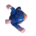 Blue Reptile Plush Toy Hanging Upside Down With Extended Limbs And Cheerful Look