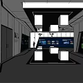 Modern Exhibition Hall Interior With Display Stands Digital Screens And Ceiling Lighting