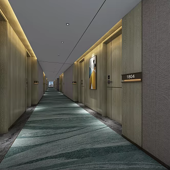 Modern aisle corridor hotel aisle 3d model