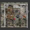 Dilapidated Room Interior With Rusty Metal Bed Frame Damaged Walls And Trash 3d model