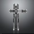 Metallic Mechanical Character And Bio Cyber Creature With Silver Cross Structure 3d model