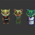 Cute Cat Dolls With Red Brown Blue Traditional Costumes And Stylish Designs