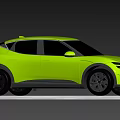 Bright Yellow Modern Car With Sleek Exterior On Shiny Floor And Dark Background