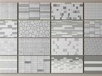 Plaza Paving Design Collection With Various Stone Brick And Texture Patterns 3d model