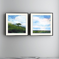 Modern Landscape Painting Simple Blue Living Room Landscape Painting Decorative Painting 3d model