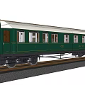Classic Green And White Train Carriage With Multiple Windows On Rail Tracks