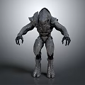 Armored Warrior Creature 3D Model With Dark Detailed Armor Standing Pose 3d model
