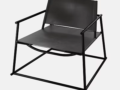 Modern Black Armchair With Minimalist Metal Frame And Leather Seat Design 3d model