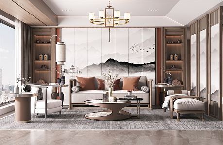 New Chinese Living Room 3d model