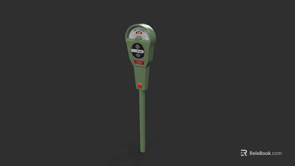 Green Electronic Parking Meter With Round Dial And Red Button 3d model 