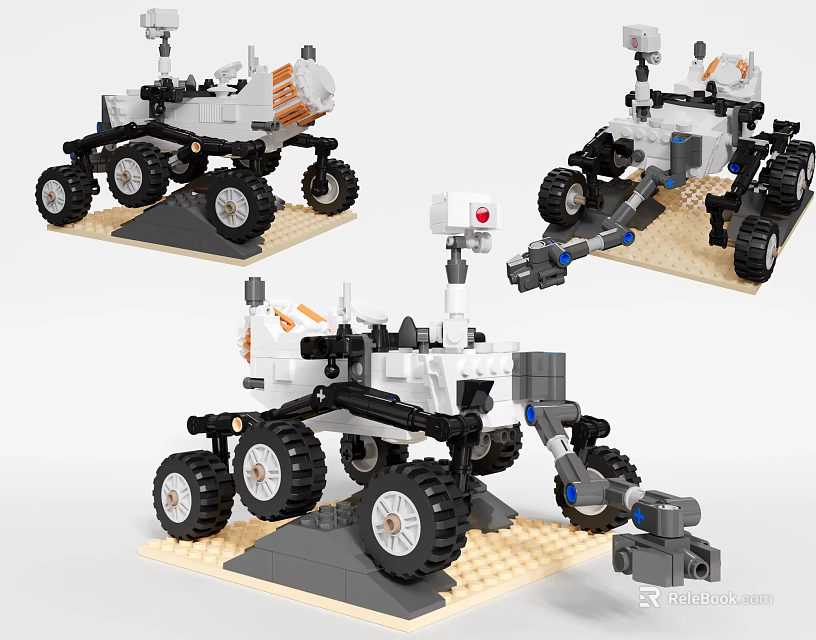 Building Blocks Mars Rover Models With Mechanical Arm And Scientific Instruments 3d model 