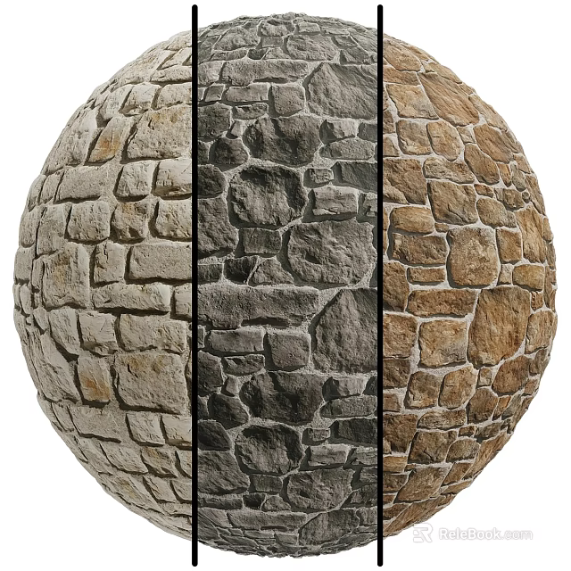Textured Stone Components Featuring Light Dark Brown Tones In Spherical Arrangement 3d model