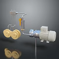 Mechanical Assembly With Yellow Gears Electric Motor Metal Brackets And Connecting Components