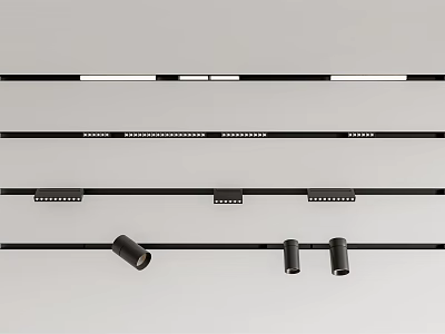 Modern Black Downlights and Spotlights with Various Sizes for Indoor Ceiling Lighting Fixtures 3d model