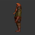 Muscular Game Fantasy Character With Red Braided Beard Green Tunic Brown Pants And Red Gloves