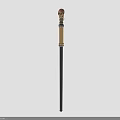 Ornamental Skull Top Staff With Black Shaft And Gold Decorative Accents