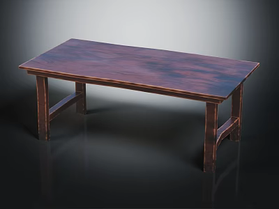 Dark Wooden Table With Smooth Tabletop And Sturdy Legs Design 3d model