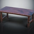 Dark Wooden Table With Smooth Tabletop And Sturdy Legs Design 3d model