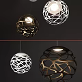 Modern Spherical Hollow Design Metallic Pendant Lights With 41 cm Diameter 3d model