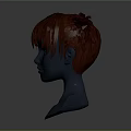 3D Head Model Featuring Facial Organs With Red Double Buns Hairstyle