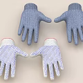Two Pairs of Blue Knitted and White Dotted Household Gloves Essential for Daily Use