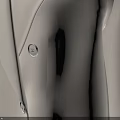 Beige Double Breasted Suit Set With Long Sleeve Blazer And Matching Skirt