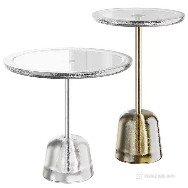 Modern Round Glass Top Side Table With Metallic Silver And Gold Base 3d model 