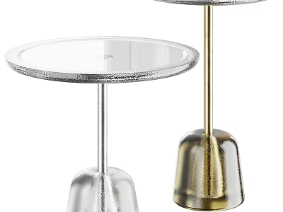 Modern Round Glass Top Side Table With Metallic Silver And Gold Base 3d model