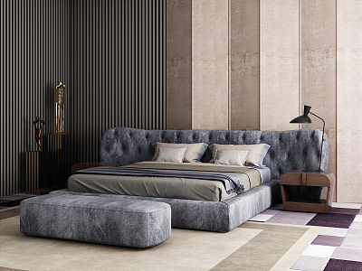 Modern Double Bed 3d model