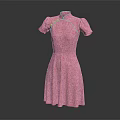 Pink Cheongsam Dress with Short Sleeves Floral Pattern and Traditional Button Details