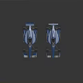 Two Blue Streamlined Formula Racing Cars With Aerodynamic Body And Rear Wings