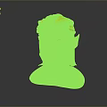 3D Cartoon Style Elf Character Bust Model With Red Hair Green Eyes And Pointed Ears