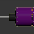 Purple Electric Motor With Metal Shaft And Black Mechanical Components