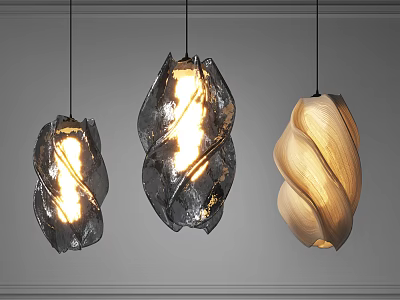 Modern Artistic Chandeliers With Twisted Shape Design And Illuminated Glass For Interior Decor 3d model